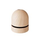 Wooden E27 threaded hemispherical lamp holder set with concealed cable clamp and sleeve cover for lampshade