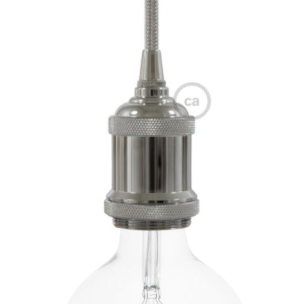  Vintage aluminum E27 lamp holder set