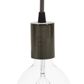 Cylindrical metal E27 lamp socket set