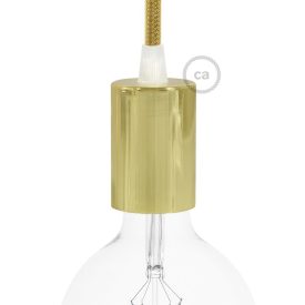 Cylindrical metal E27 lamp socket set