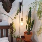 Cylindrical metal E27 lamp holder set with 15 cm cable clamp