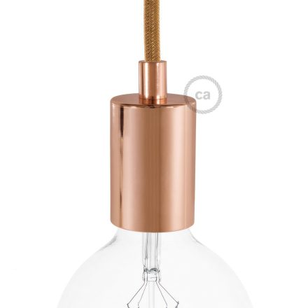 Cylindrical metal E27 lamp socket set