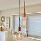 Cylindrical metal E27 lamp holder set with 15 cm cable clamp