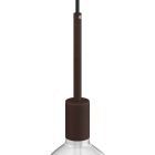 Cylindrical metal E27 lamp holder set with 15 cm cable clamp