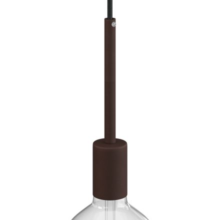 Cylindrical metal E27 lamp holder set with 15 cm cable clamp