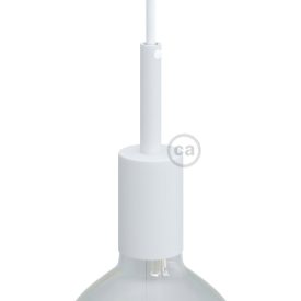 Cylindrical metal E27 lamp socket set with 7 cm cable clamp