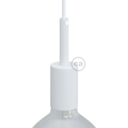 Cylindrical metal E27 lamp socket set with 7 cm cable clamp