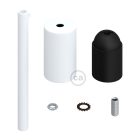 Cylindrical metal E27 lamp holder set with 15 cm cable clamp