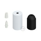 Cylindrical metal E27 lamp socket set