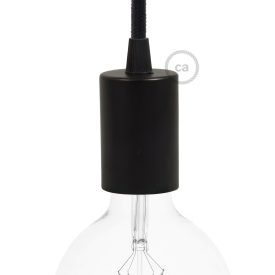 Cylindrical metal E27 lamp socket set