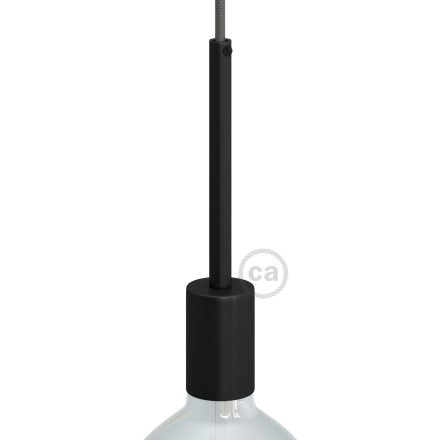 Cylindrical metal E27 lamp holder set with 15 cm cable clamp