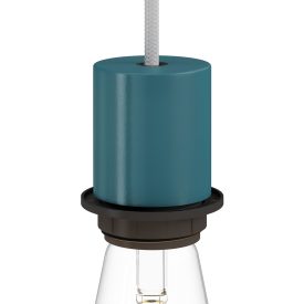   E27 semi-recessed metal lamp holder set with concealed cable clamp