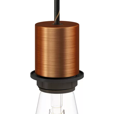 E27 semi-recessed metal lamp holder set with concealed cable clamp
