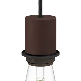   E27 semi-recessed metal lamp holder set with concealed cable clamp