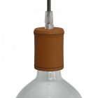  Leather-covered wooden E27 lamp holder set