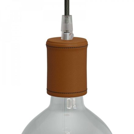  Leather-covered wooden E27 lamp holder set