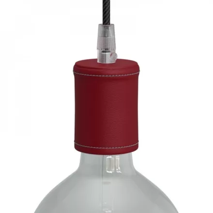  Leather-covered wooden E27 lamp holder set