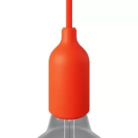 Silicone E26 lamp socket set with concealed cable clamp