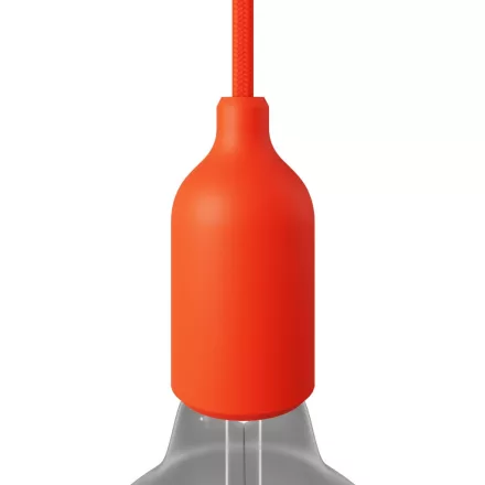 Silicone E26 lamp socket set with concealed cable clamp