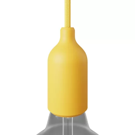 Silicone E26 lamp socket set with concealed cable clamp