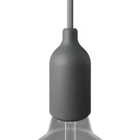 Silicone E26 lamp socket set with concealed cable clamp