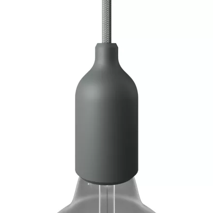 Silicone E26 lamp socket set with concealed cable clamp