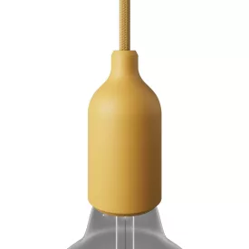 Silicone E26 lamp socket set with concealed cable clamp