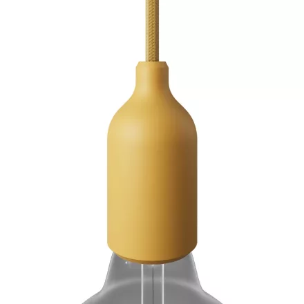 Silicone E26 lamp socket set with concealed cable clamp