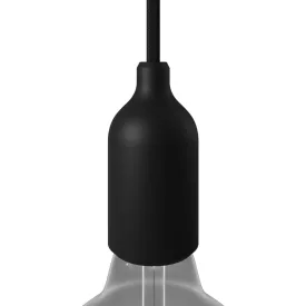 Silicone E26 lamp socket set with concealed cable clamp