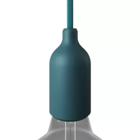 Silicone E26 lamp socket set with concealed cable clamp