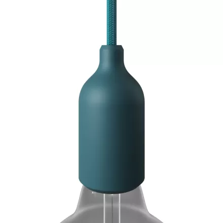 Silicone E26 lamp socket set with concealed cable clamp