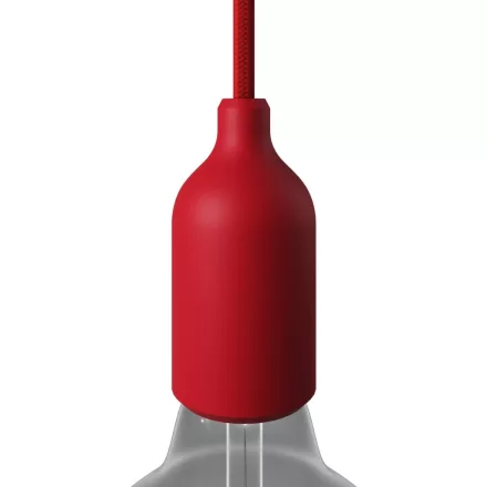 Silicone E26 lamp socket set with concealed cable clamp