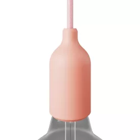 Silicone E26 lamp socket set with concealed cable clamp