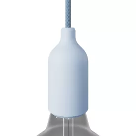 Silicone E26 lamp socket set with concealed cable clamp