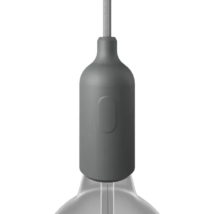 Silicone E26 lamp socket set with switch and hidden cable clamps