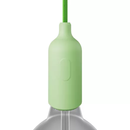 Silicone E26 lamp socket set with switch and hidden cable clamps