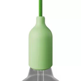 Silicone E26 lamp socket set with concealed cable clamp
