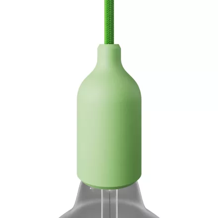 Silicone E26 lamp socket set with concealed cable clamp
