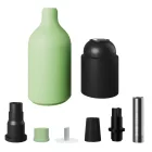 Silicone E26 lamp socket set with concealed cable clamp