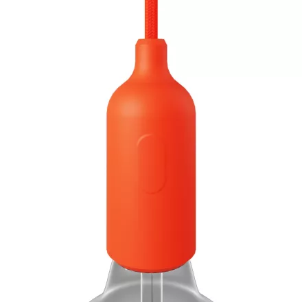 Silicone E27 lamp socket set with switch and hidden cable clamps