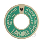 MINI-UFO: double-sided wooden disc READING BALLSH*T collection, theme COVER + ORIGINAL LANGUAGE