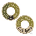 MINI-UFO: double-sided wooden disc READING BALLSH*T collection, theme LOVE READING + 2 PAGES
