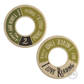   MINI-UFO: double-sided wooden disc READING BALLSH*T collection, theme LOVE READING + 2 PAGES