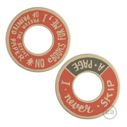 MINI-UFO: double-sided wooden disc READING BALLSH*T collection, theme PAGE + SCENT OF PAPER