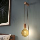 Snake, cable with wooden lamp holder and Rolé cable clip