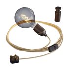 Snake, cable with wooden lamp holder and Rolé cable clip