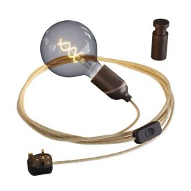 Snake, cable with wooden lamp holder and Rolé cable clip