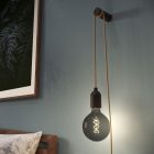 Snake, cable with wooden lamp holder and Rolé cable clip