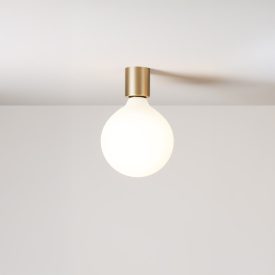 Metal wall lamp with porcelain-effect spherical bulb