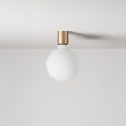 Metal wall lamp with porcelain-effect spherical bulb